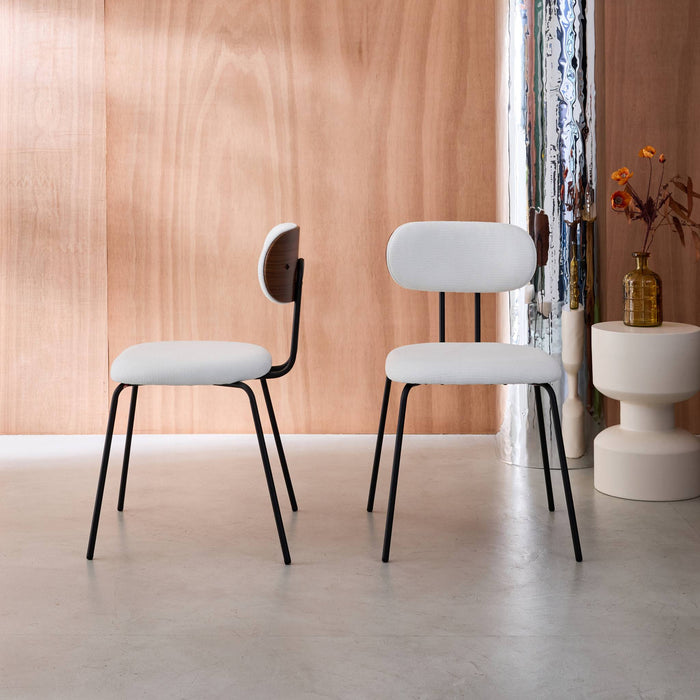 Set di 2 sedie decorazione legno curvato tinto noce e tessuto