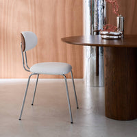 Set di 2 sedie decorative legno curvato tinto noce e tessuto