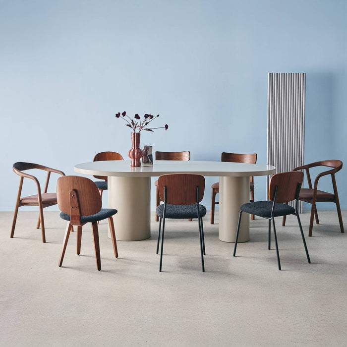 Tavolo da pranzo in legno d'hevea 8 posti, 210cm, grigio chiaro