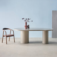 Tavolo da pranzo in legno d'hevea 8 posti, 210cm, grigio chiaro