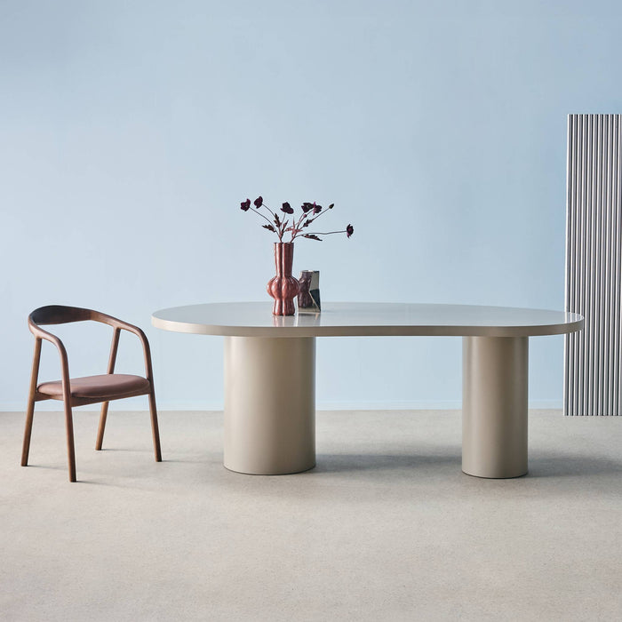 Tavolo da pranzo in legno d'hevea 8 posti, 210cm, grigio chiaro