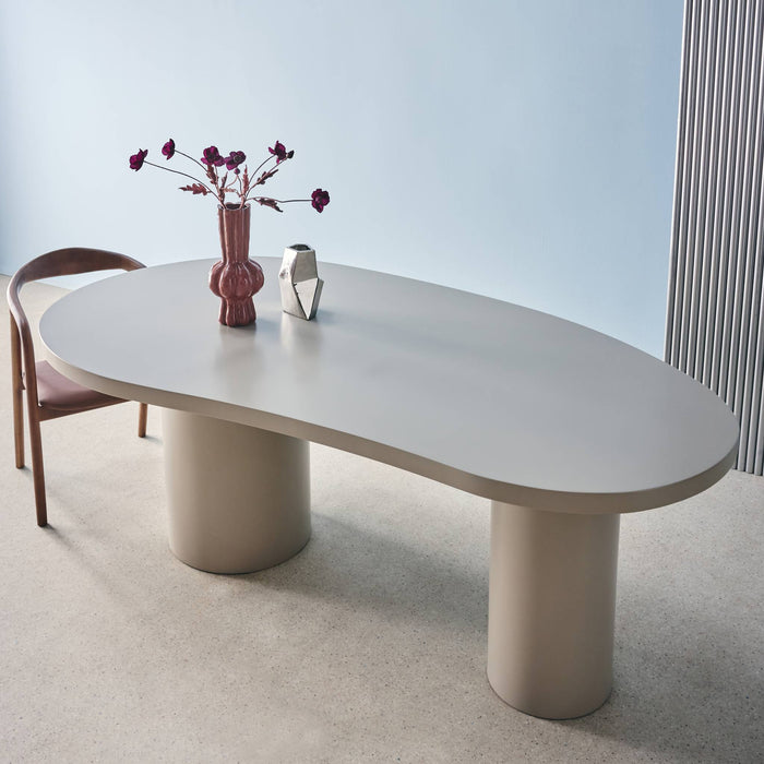 Tavolo da pranzo in legno d'hevea 8 posti, 210cm, grigio chiaro