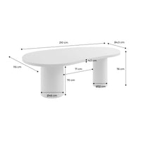 Tavolo da pranzo in legno d'hevea 8 posti, 210cm, grigio chiaro