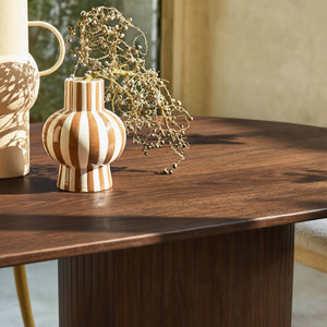 Tavolo da pranzo ovale in legno di hevea e impiallacciatura di rovere