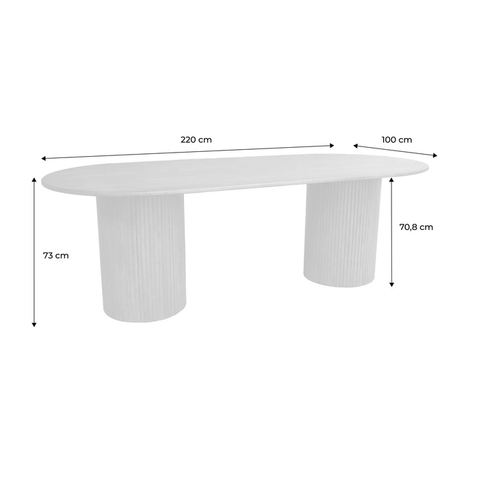 Tavolo da pranzo ovale in legno di hevea e impiallacciatura di rovere