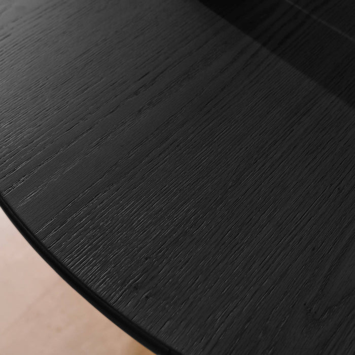 Tavolo da pranzo rotondo legno di hevea e impiallacciatura di quercia