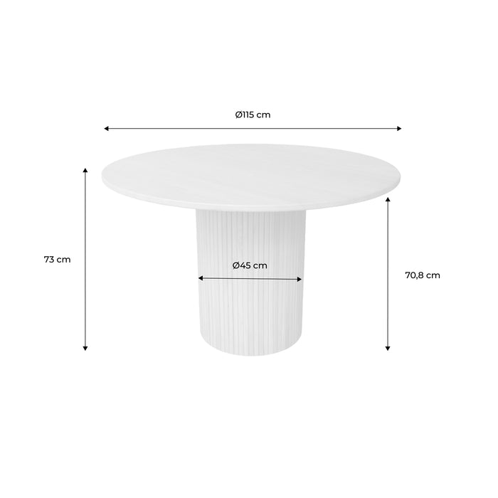 Tavolo da pranzo rotondo legno di hevea e impiallacciatura di quercia