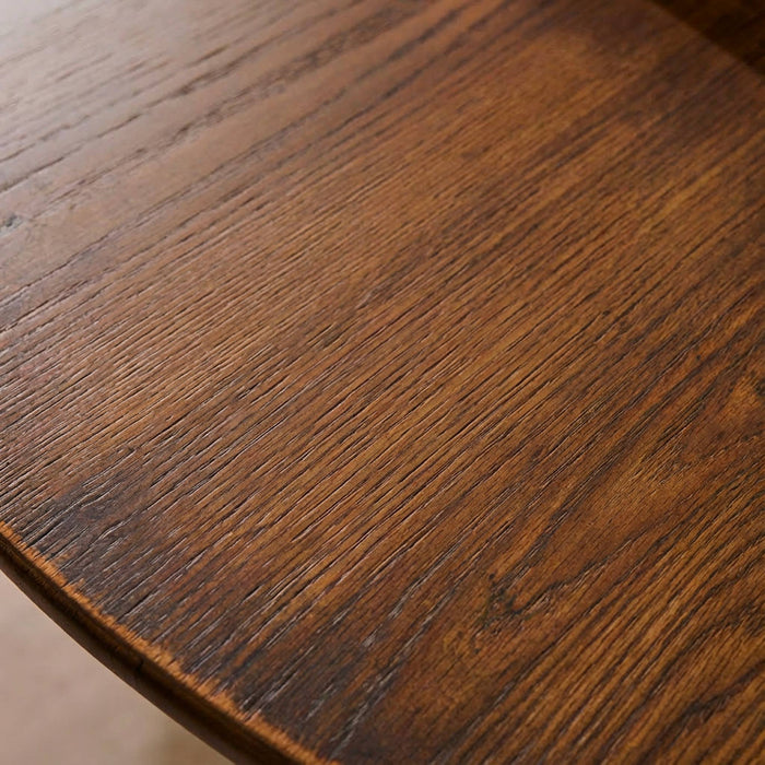 Tavolo da pranzo rotondo legno di hevea e impiallacciatura di quercia