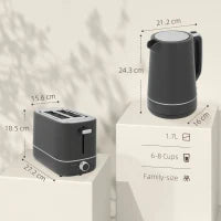 Set Bollitore da 1,7 L e Tostapane con 6 livelli di doratura, Grigio