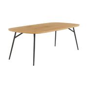 Tavolino rettangolare effetto rovere con gambe in metallo nero,
