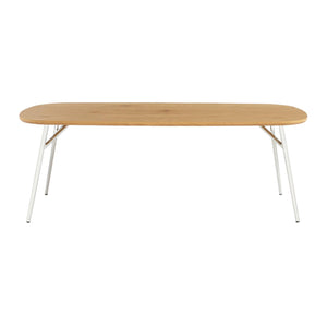 Tavolino rettangolare con gambe cromate e decorazioni in legno,