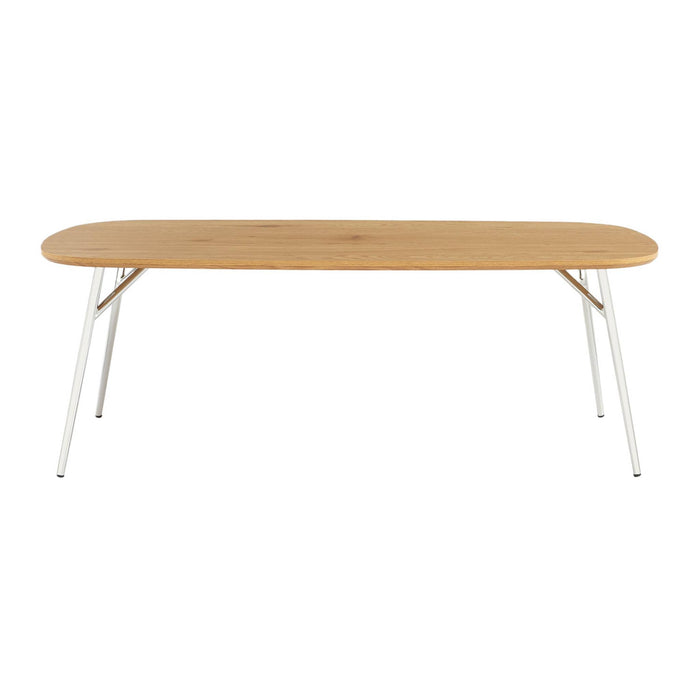 Tavolino rettangolare con gambe cromate e decorazioni in legno,