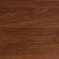 Tavolino rettangolare con gambe cromate e decorazioni in legno,