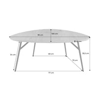 Tavolino ovale con gambe cromate e effetto legno, quercia