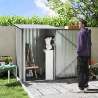 Casetta da Giardino Porta Attrezzi in Acciaio Galvanizzato e Porta, 100x103x160cm, Grigio