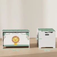 Baule Portagiochi con Coperchio per Bambini per Giocattoli e Vestiti, 60x37x39 cm, Verde