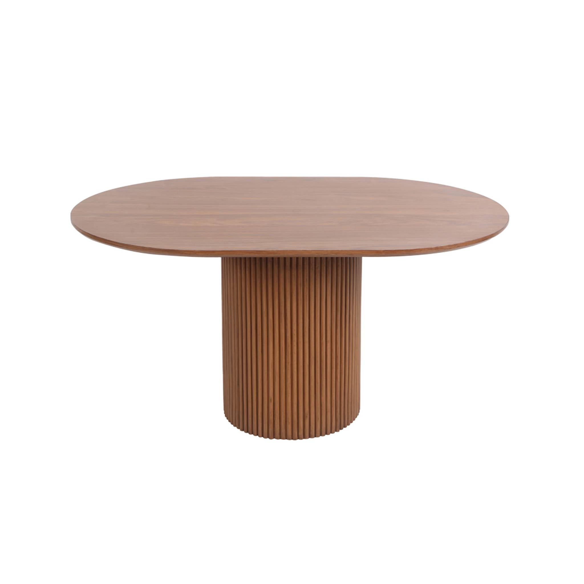 Tavolino oblungo con effetto legno intagliato, marrone