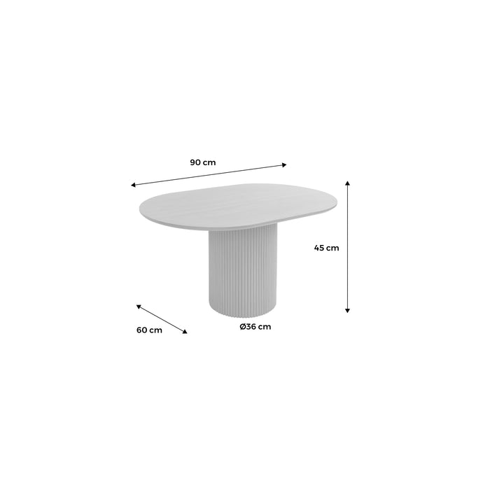 Tavolino oblungo con effetto legno intagliato, marrone
