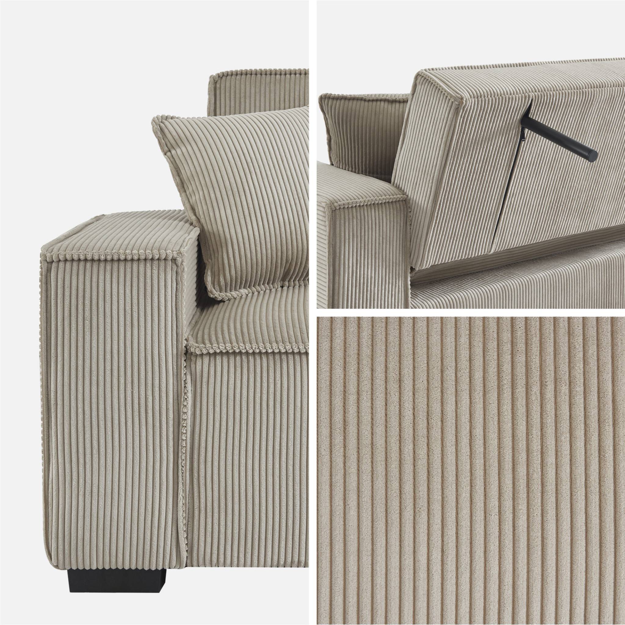 Divano letto a 3 posti in velluto a coste, beige