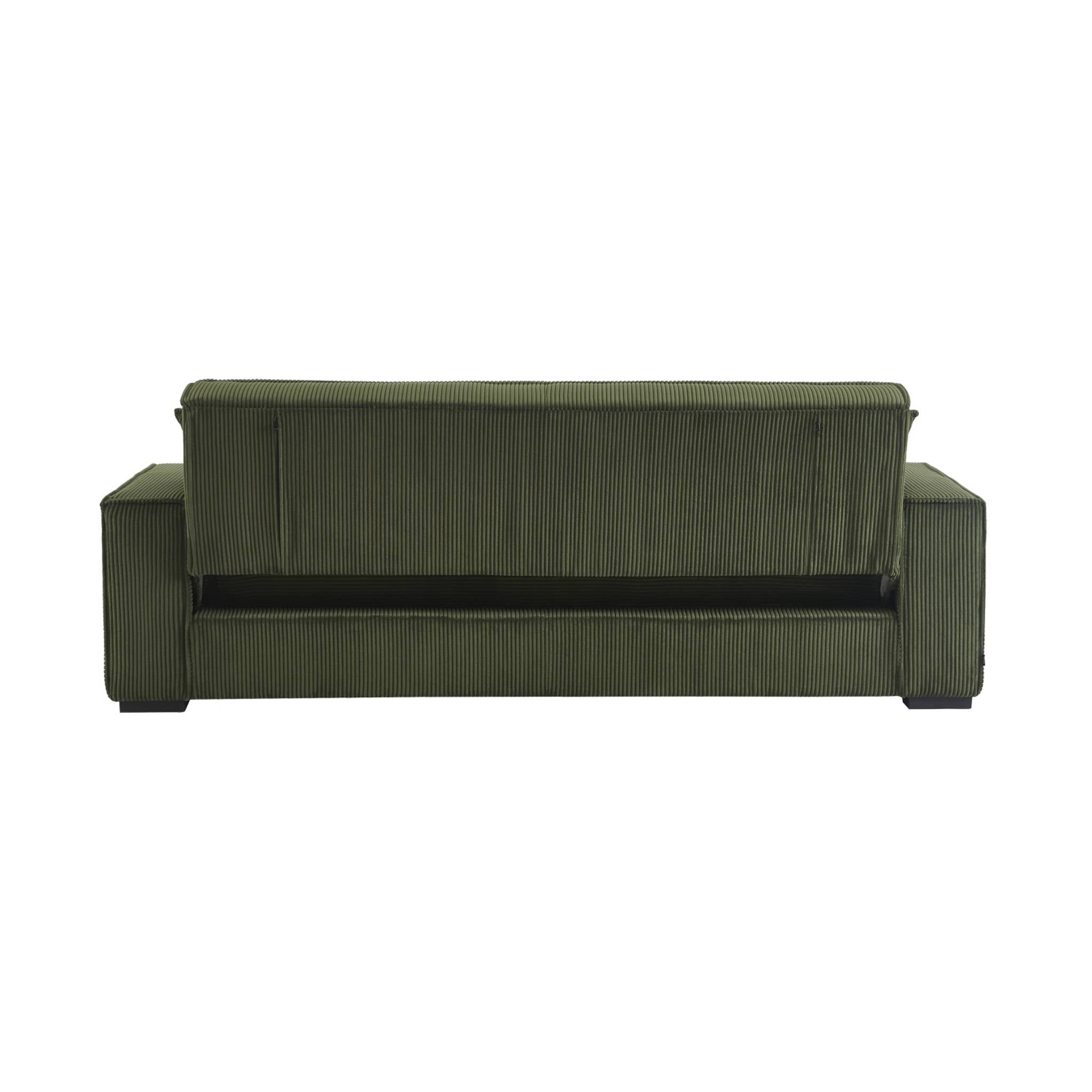 Divano letto a 3 posti in velluto a coste, kaki