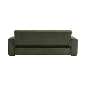 Divano letto a 3 posti in velluto a coste, kaki
