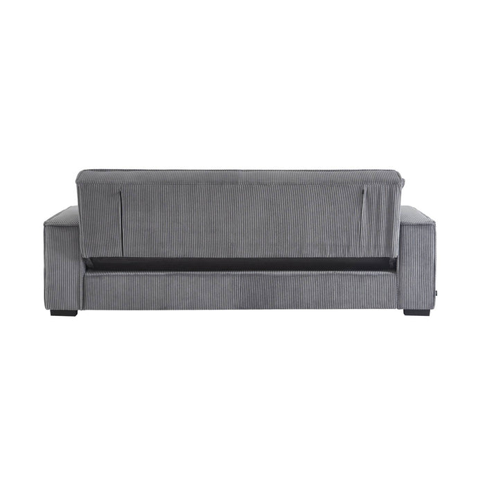 Divano letto a 3 posti in velluto a coste, grigio chiaro