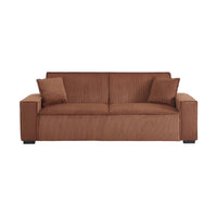 Divano letto a 3 posti in velluto a coste, camel