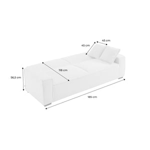 Divano letto in bouclé a 3 posti, crema