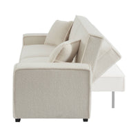 Divano letto in bouclé a 3 posti, crema