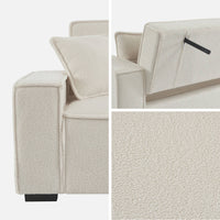 Divano letto in bouclé a 3 posti, crema