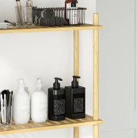 Mobile Sopra WC a 3 Ripiani a Doghe Salvaspazio in Bambù, 63.5x25.5x181 cm, color Legno