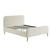 Letto con rete e testiera imbottita bouclé, 190cm, crema