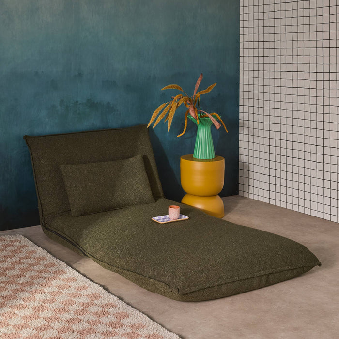 Poltrona letto trasformabile 1 posto bouclé testurizzato, verde kaki