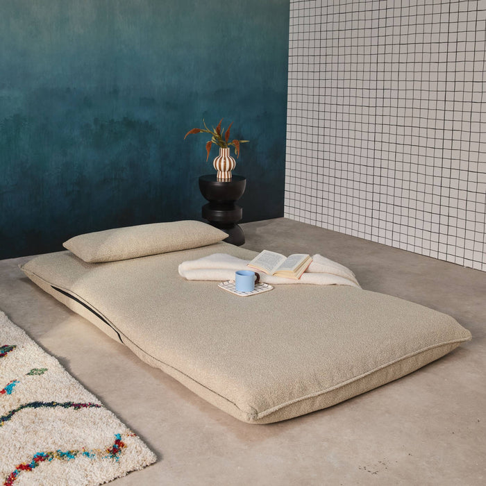 Poltrona convertibile 2 posti bouclé strutturata, beige