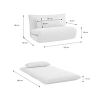 Poltrona convertibile 2 posti bouclé strutturata, beige