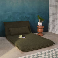 Poltrona convertibile 2 posti bouclé strutturata, verde kaki