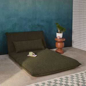 Poltrona convertibile 2 posti bouclé strutturata, verde kaki