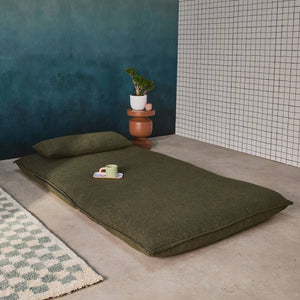 Poltrona convertibile 2 posti bouclé strutturata, verde kaki