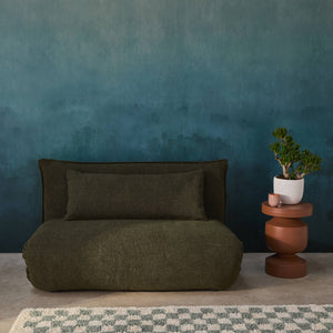 Poltrona convertibile 2 posti bouclé strutturata, verde kaki