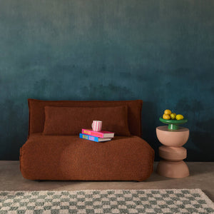 Poltrona convertibile 2 posti bouclé strutturata, terracotta