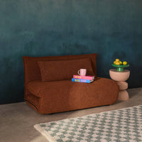 Poltrona convertibile 2 posti bouclé strutturata, terracotta