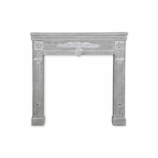 Cornice per caminetto effetto legno, grigio sbiancato
