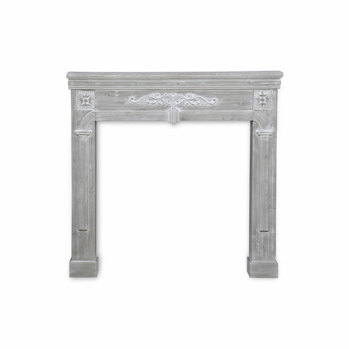 Cornice per caminetto effetto legno, grigio sbiancato
