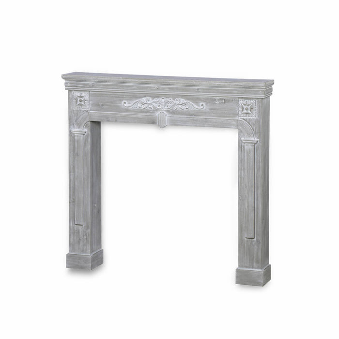 Cornice per caminetto effetto legno, grigio sbiancato