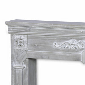Cornice per caminetto effetto legno, grigio sbiancato