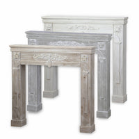 Cornice per caminetto effetto legno, grigio sbiancato