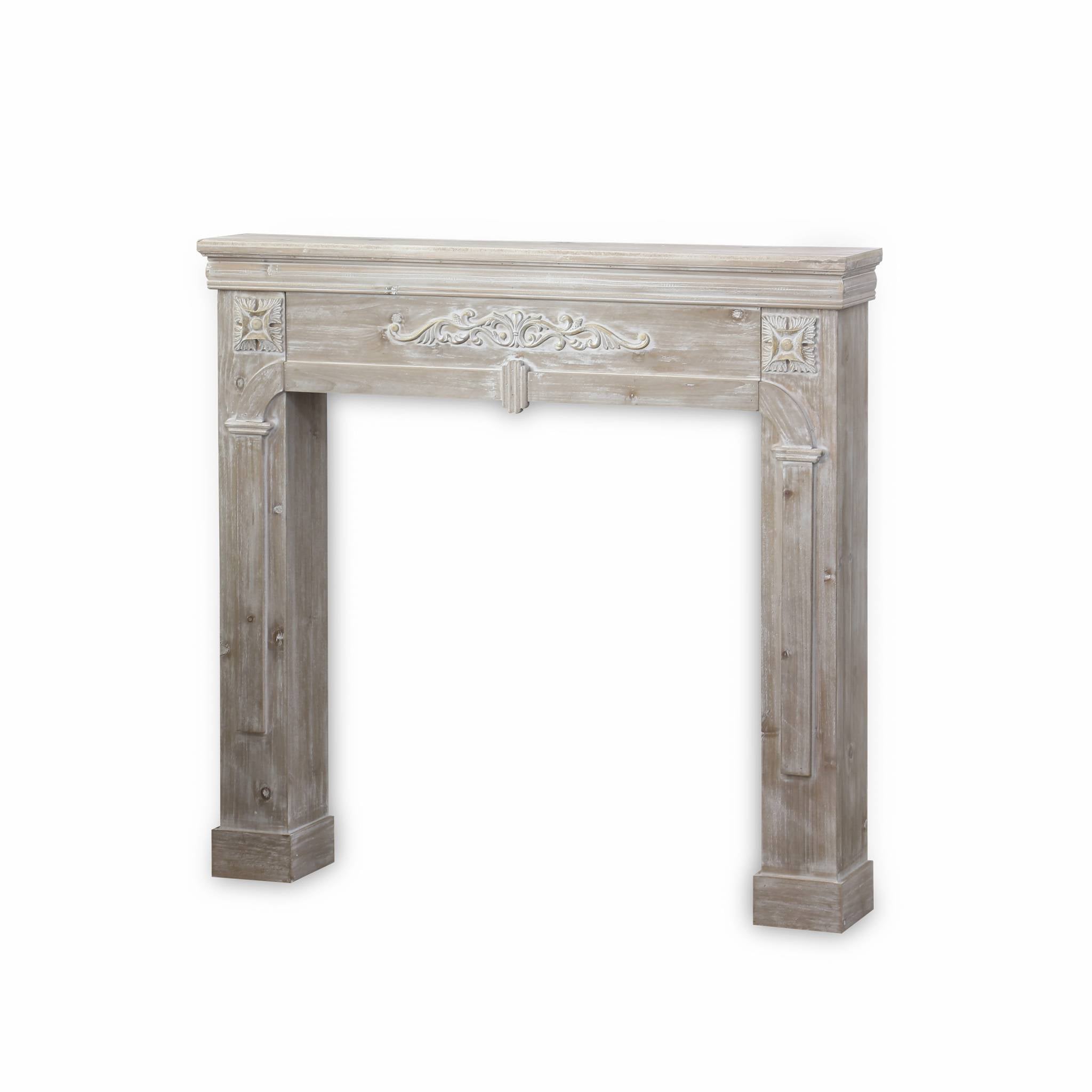 Cornice per caminetto effetto legno, legno sbiancato