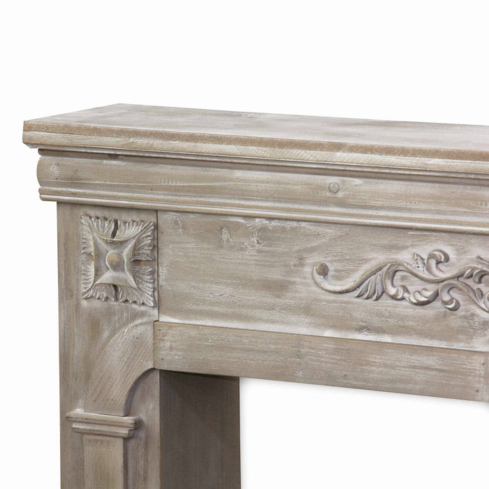 Cornice per caminetto effetto legno, legno sbiancato