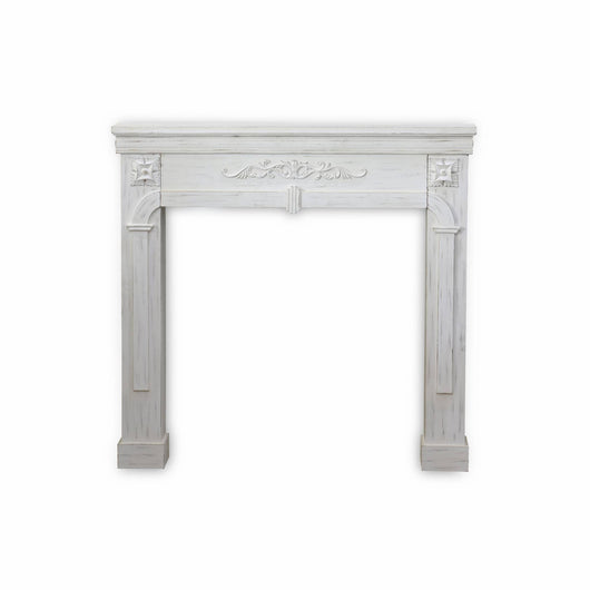 Cornice per caminetto effetto legno, bianco ceruleo