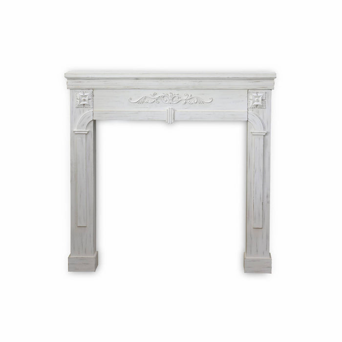 Cornice per caminetto effetto legno, bianco ceruleo